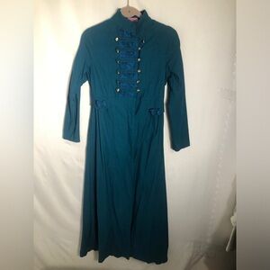 Womens Teal Long Coat. Size 4.